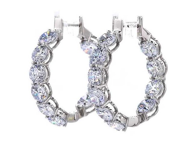 950 platina oorringen met 5,02 ct. diamant - afbeelding 1 van  8