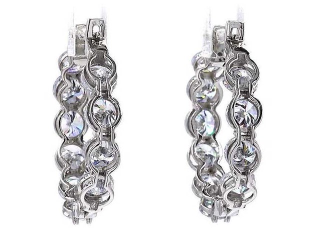 950 platina oorringen met 5,02 ct. diamant - afbeelding 3 van  8