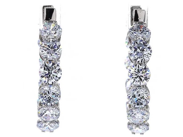 950 platina oorringen met 5,02 ct. diamant - afbeelding 4 van  8