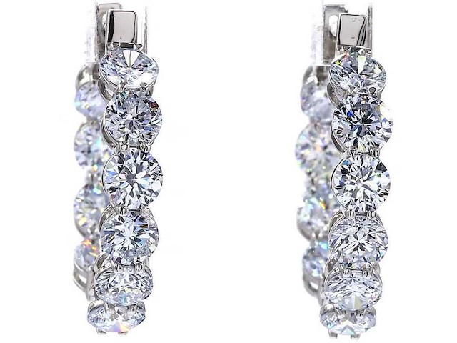 950 platina oorringen met 5,02 ct. diamant - afbeelding 8 van  8