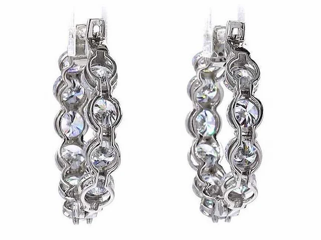 950 platina oorringen met 5,02 ct. diamant - afbeelding 3 van  8