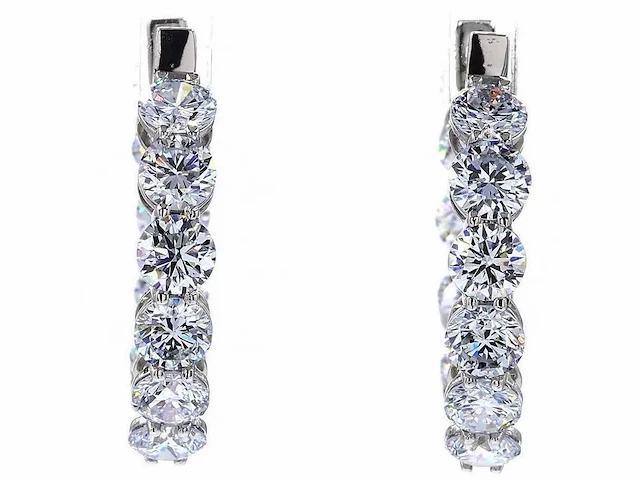 950 platina oorringen met 5,02 ct. diamant - afbeelding 4 van  8