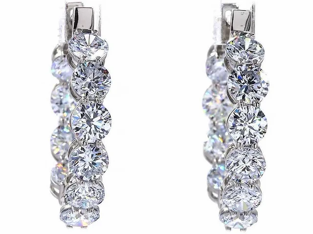 950 platina oorringen met 5,02 ct. diamant - afbeelding 7 van  8