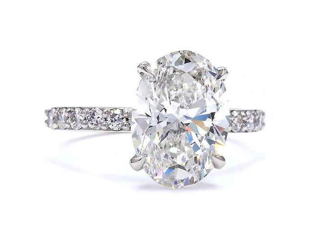 950 platina ring met 4,46 ct. diamant - afbeelding 1 van  5