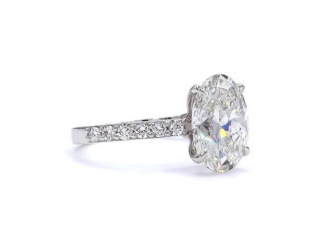 950 platina ring met 4,46 ct. diamant - afbeelding 2 van  5