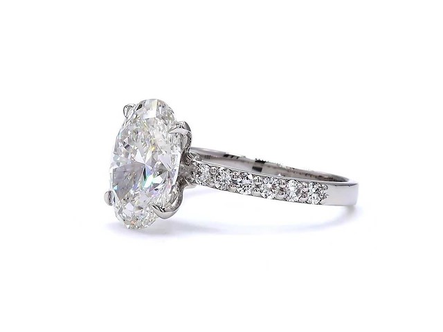 950 platina ring met 4,46 ct. diamant - afbeelding 3 van  5