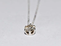 950 platina witte ketting met hanger en natuurlijke diamant - afbeelding 2 van  8