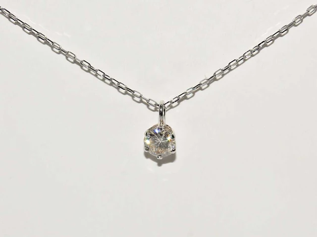 950 platina witte ketting met hanger en natuurlijke diamant - afbeelding 3 van  8