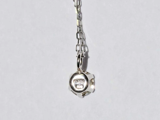 950 platina witte ketting met hanger en natuurlijke diamant - afbeelding 5 van  8