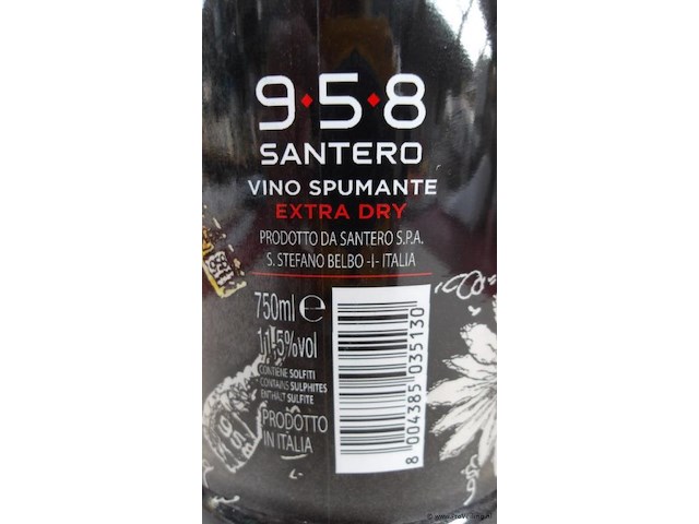 958 santero vino spumante - 750 ml - winkelverkoopprijs € 7.95 - afbeelding 3 van  3