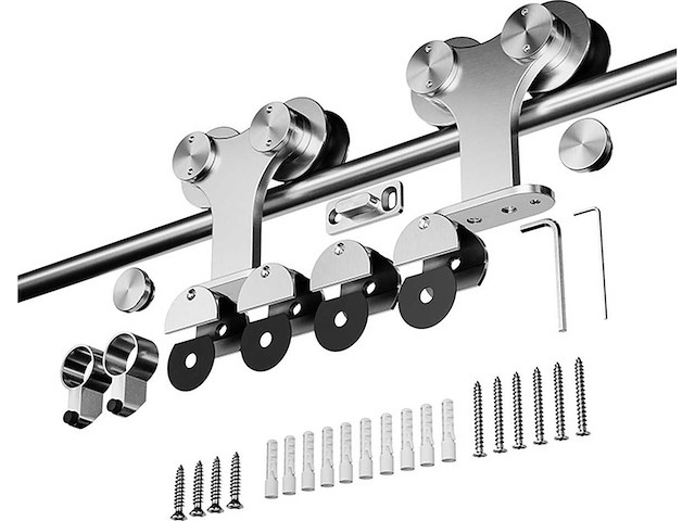 (95x) schuifdeursysteem - rvs dubbel 250 cm - afbeelding 1 van  1