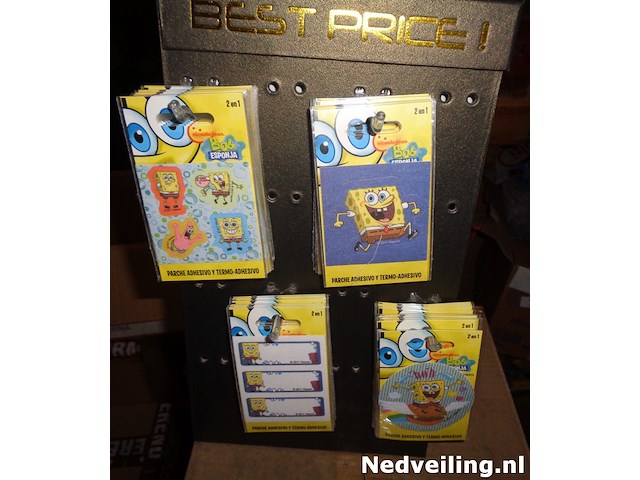 96x spongebob stickers / strijkemblemen 2 in 1 op display - afbeelding 1 van  3