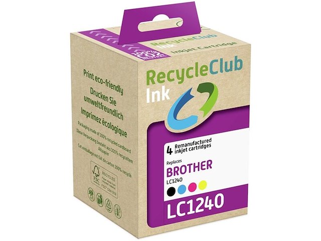 9x cartridge compatibel met brother lc-1240 recycleclub, zwart + kleur - afbeelding 1 van  2