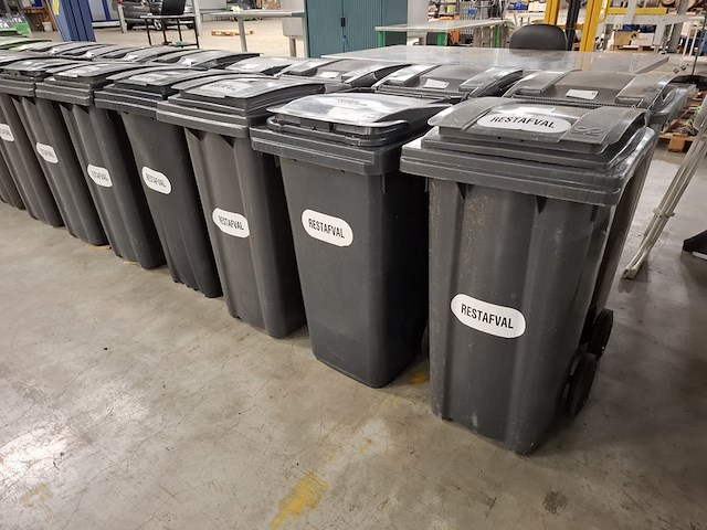 9x kunststof afvalcontainer grijs - afbeelding 1 van  3