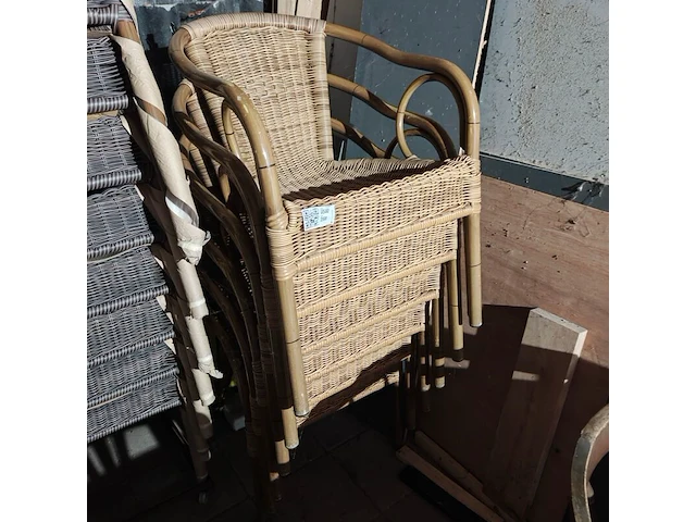 9x terras stoelen, licht bruin - afbeelding 1 van  2
