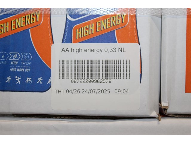 Aa-drink high energy. 81 dozen a 24 stuks op pallet. 1944 flesjes a 0,33 cl. tht 4-26. bod is inclusief 291... - afbeelding 3 van  4