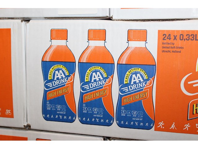 Aa-drink high energy. 81 dozen a 24 stuks op pallet. 1944 flesjes a 0,33 cl. tht 4-26. bod is inclusief 291... - afbeelding 4 van  4