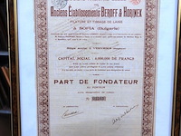 Aandeelbewijs (part de fondateur) uit 1923 voor de belgische vennootschap "anciens établissements beroff & horinek" - afbeelding 2 van  5