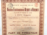 Aandeelbewijs (part de fondateur) uit 1923 voor de belgische vennootschap "anciens établissements beroff & horinek" - afbeelding 3 van  5