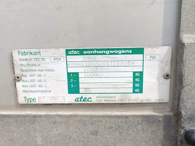 Aanhanger, atec, b1, 1997 - afbeelding 4 van  12