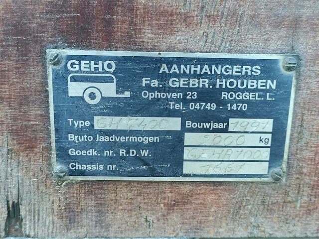 Aanhanger, geho, gh7400, 1991 - afbeelding 12 van  13