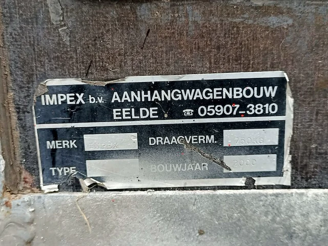 Aanhanger, impex, 750 kg, 2000 - afbeelding 7 van  8