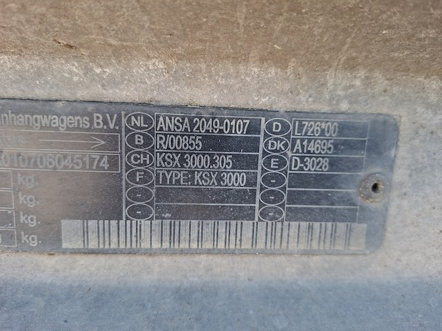 Aanhangwagen, anssems , d30, xlj3a010706045174, 2006 - afbeelding 8 van  12