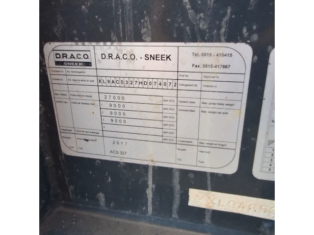 Aanhangwagen, draco, acs 327, 2017 - afbeelding 22 van  23