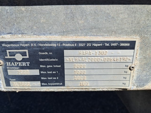 Aanhangwagen, hapert, al2000, 2000 - afbeelding 6 van  20
