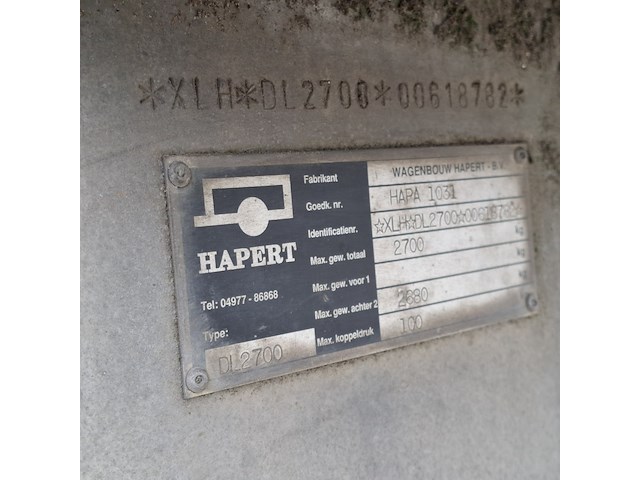 Aanhangwagen hapert , dl2700, bouwjaar 1996 - afbeelding 6 van  18