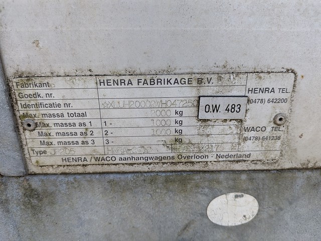 Aanhangwagen, henra, jp205, 1997 - afbeelding 8 van  19