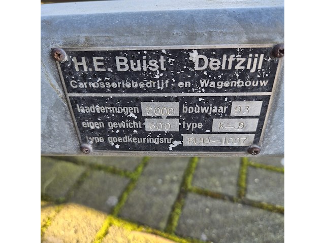 Aanhangwagen met opzetbak en olieschermen, buist, k-9, 1993 - afbeelding 12 van  14