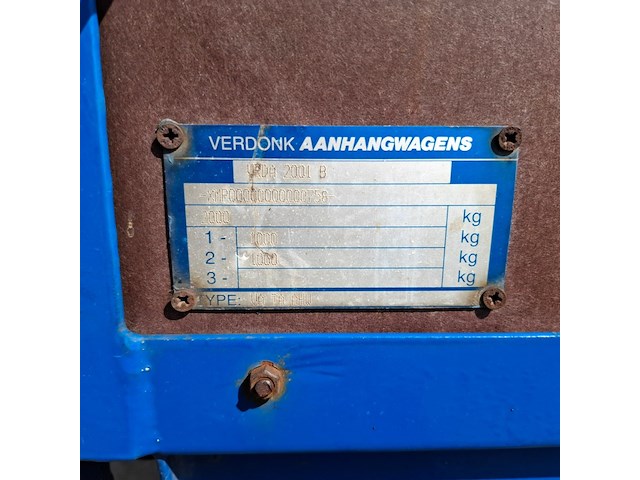 Aanhangwagen tandemasser met huif 2000 kg, verdonk, va-ta-ahw, 2000 - afbeelding 13 van  20