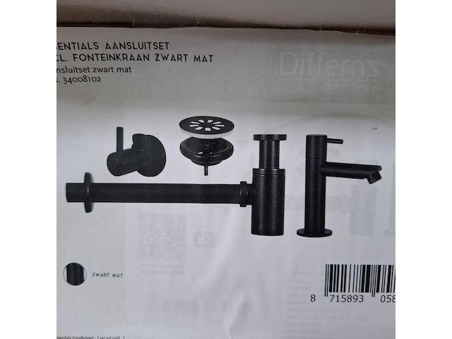 Aansluitset voor fontein essentials, mat zwart - afbeelding 2 van  8