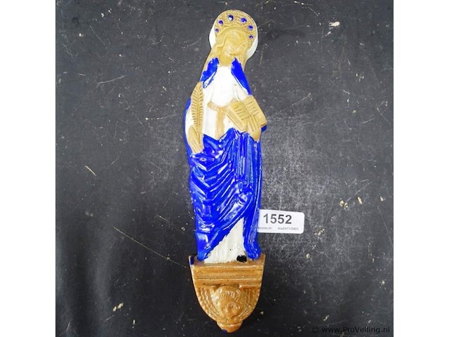 Aardewerk handbeschilderde madonna met kind - afbeelding 1 van  5