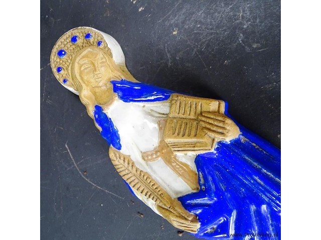Aardewerk handbeschilderde madonna met kind - afbeelding 3 van  5