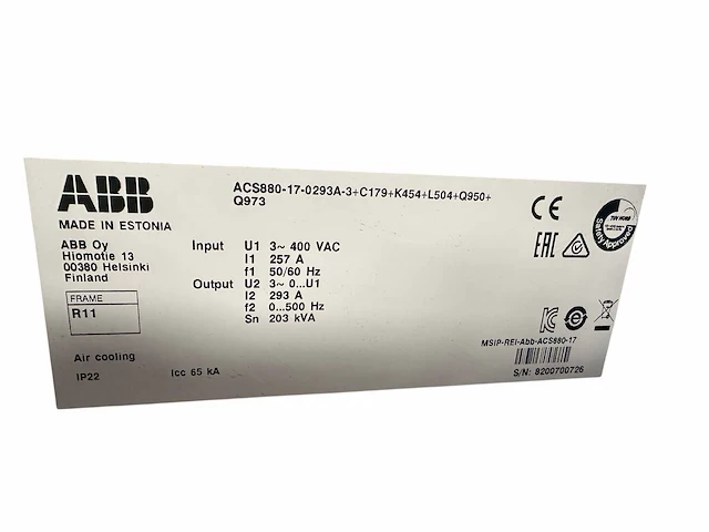 Abb - acs880-17-0293a-3+c179+k454+l504+q950+q973 - industriële frequentieregelaar/omvormerkast 160kw - afbeelding 2 van  4