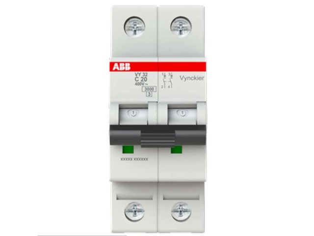 Abb - automatische zekering 2-polig 20a c-karakteristiek 3ka vy32c20 (15x) - afbeelding 1 van  2