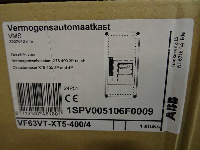 Abb - vms vf63vt-xt5-400/4 - vermogensautomaatkast - afbeelding 1 van  2