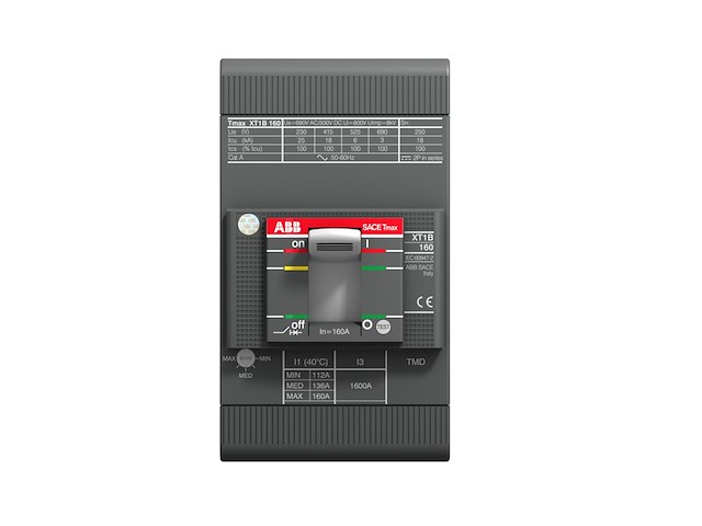 Abb-entrelec xt1 stroomonderbreker c160 tmd r160 im1600 vast 3-polig - afbeelding 1 van  2