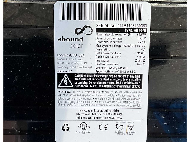 Abound solar - ab1-67b - zonnepaneel (50x) - afbeelding 8 van  8