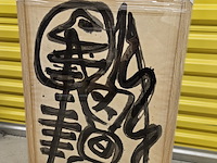 Abstracte compositie op papier, ernst vijlbrief, oost indische inkt - afbeelding 2 van  4