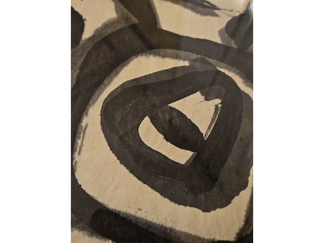 Abstracte compositie op papier, ernst vijlbrief, oost indische inkt - afbeelding 4 van  4