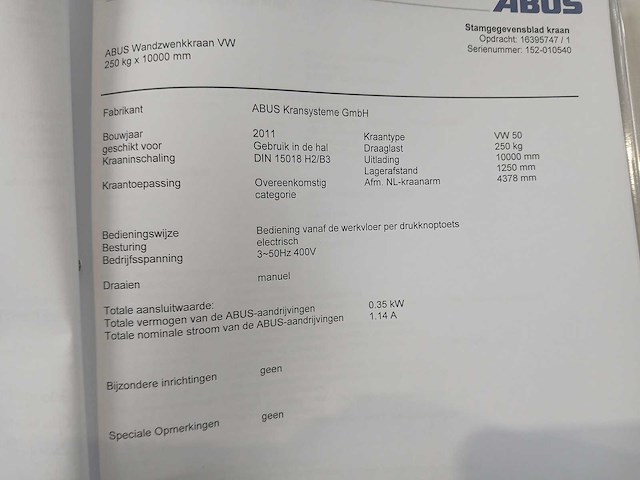Abus - 2009 - vw - zwenkarmkraan - afbeelding 3 van  11