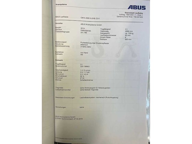 Abus - 2019 - hb crane system - bovenloophalkraan - afbeelding 13 van  31