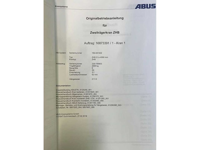 Abus - 2019 - hb crane system - bovenloophalkraan - afbeelding 25 van  31