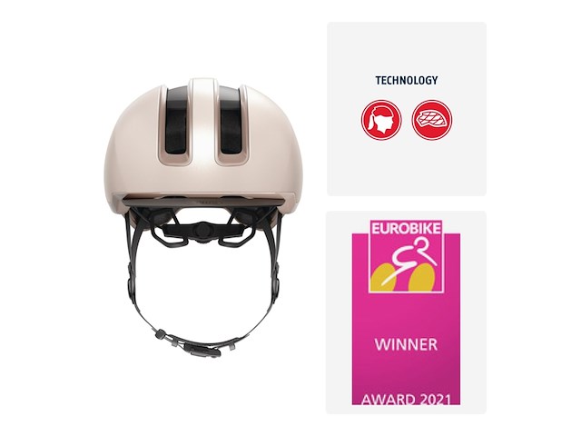 Abus urbanhelm hudy magnetisch oplaadbaar led achterlicht & magneetsluiting beige s - afbeelding 3 van  6