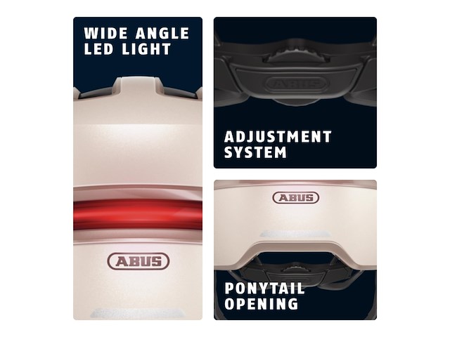 Abus urbanhelm hudy magnetisch oplaadbaar led achterlicht & magneetsluiting beige s - afbeelding 4 van  6