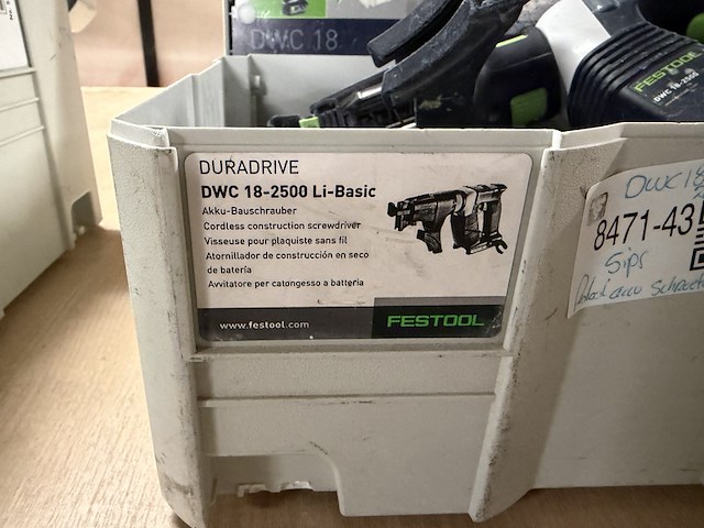 Accu bandschroefmachine in systainer festool, dwc 18-2500 li-basic - afbeelding 7 van  8