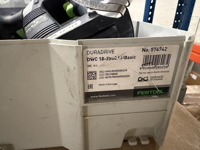 Accu bandschroefmachine in systainer festool, dwc 18-2500 li-basic - afbeelding 8 van  8